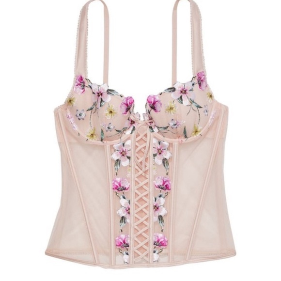 VICTORIA’S SECRET FLORAL LACE CORSET TOP new with tags size S - Picture 2 of 7